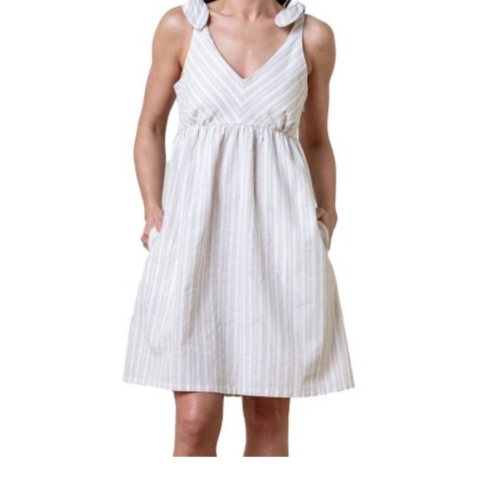 Women’s Ivory Striped Tie-Shoulder Sundress